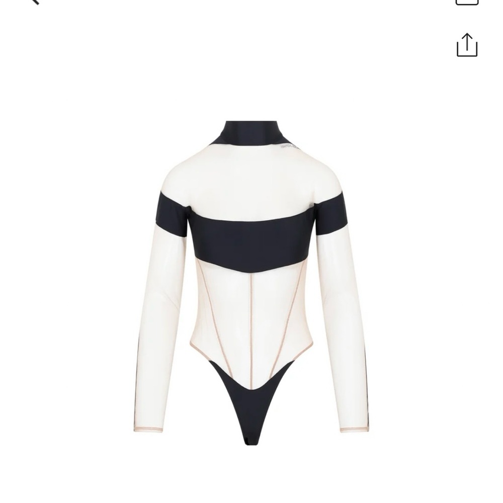 Mugler Black and Tan Mesh bodysuit